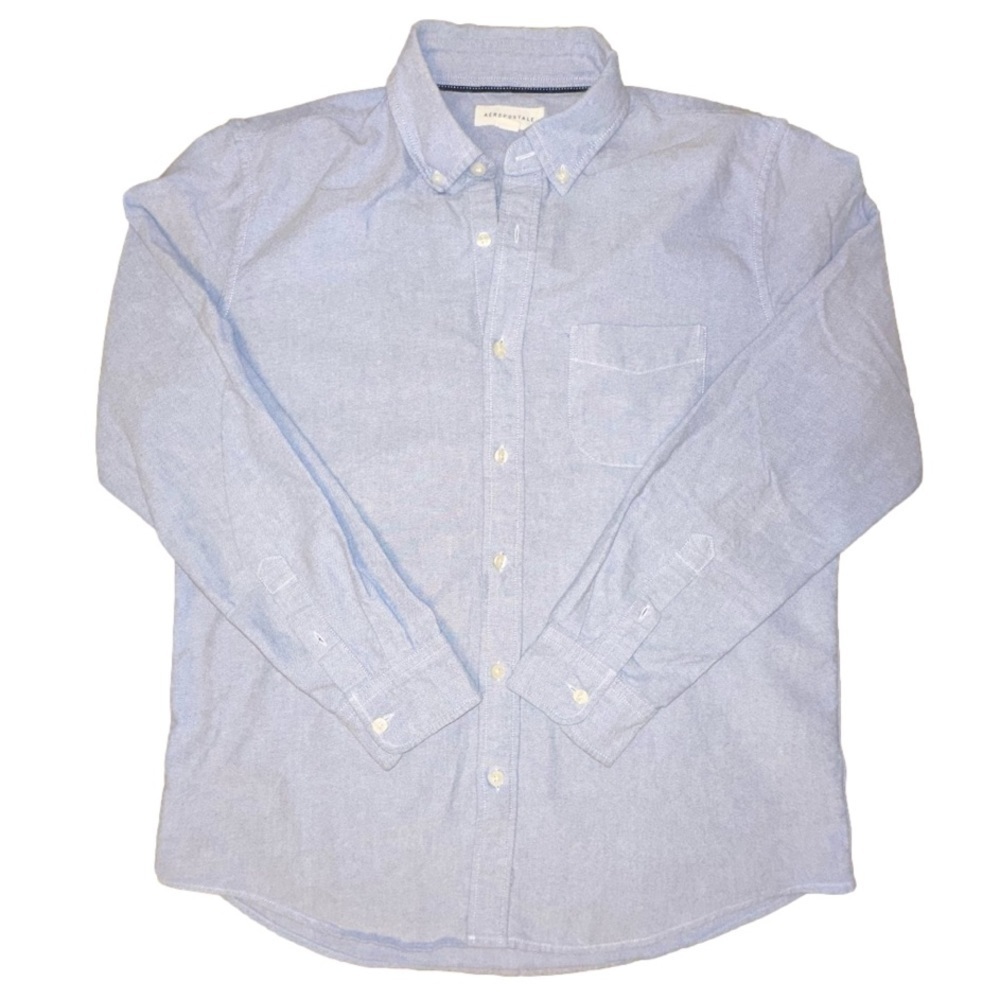 AEROPOSTALE Mens Long Sleeve Light Blue Button Down Size Medium M